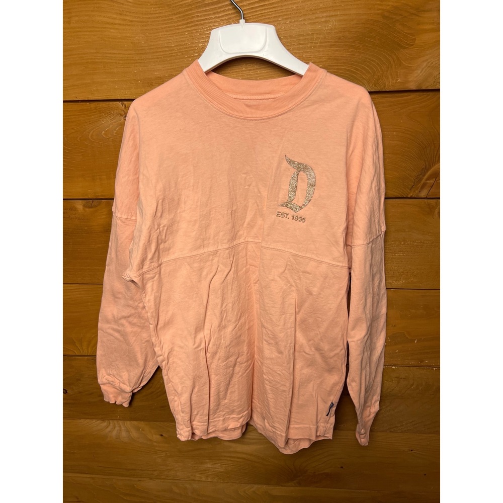 Disneyland Resort Spirit‎ Jersey Peach Glitter D Est 1955 Long Sleeve Women XS